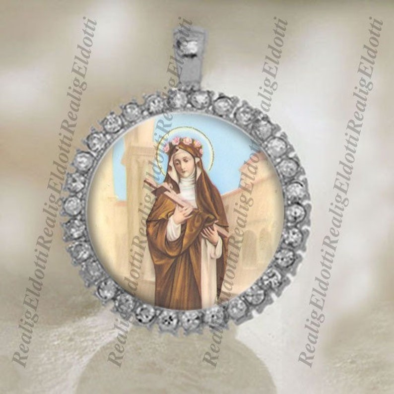 St. Rose of Lima Catholic Christian Silver Tone Medal Pendant Patron ...
