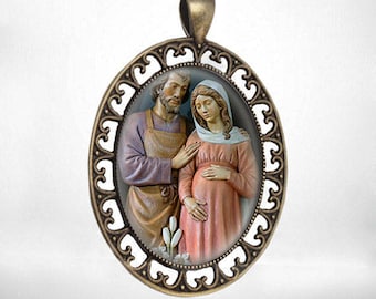 Our Lady of Advent Medal St Joseph Pregnant Mary Catholic Pendant for Necklace