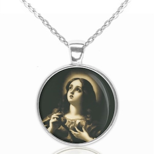 Santa María Magdalena - Collar religioso con colgante de medalla católica
