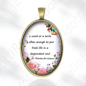 A word or a smile St. Therese of Lisieux Quote - Catholic Medal Pendant Religious Jewelry