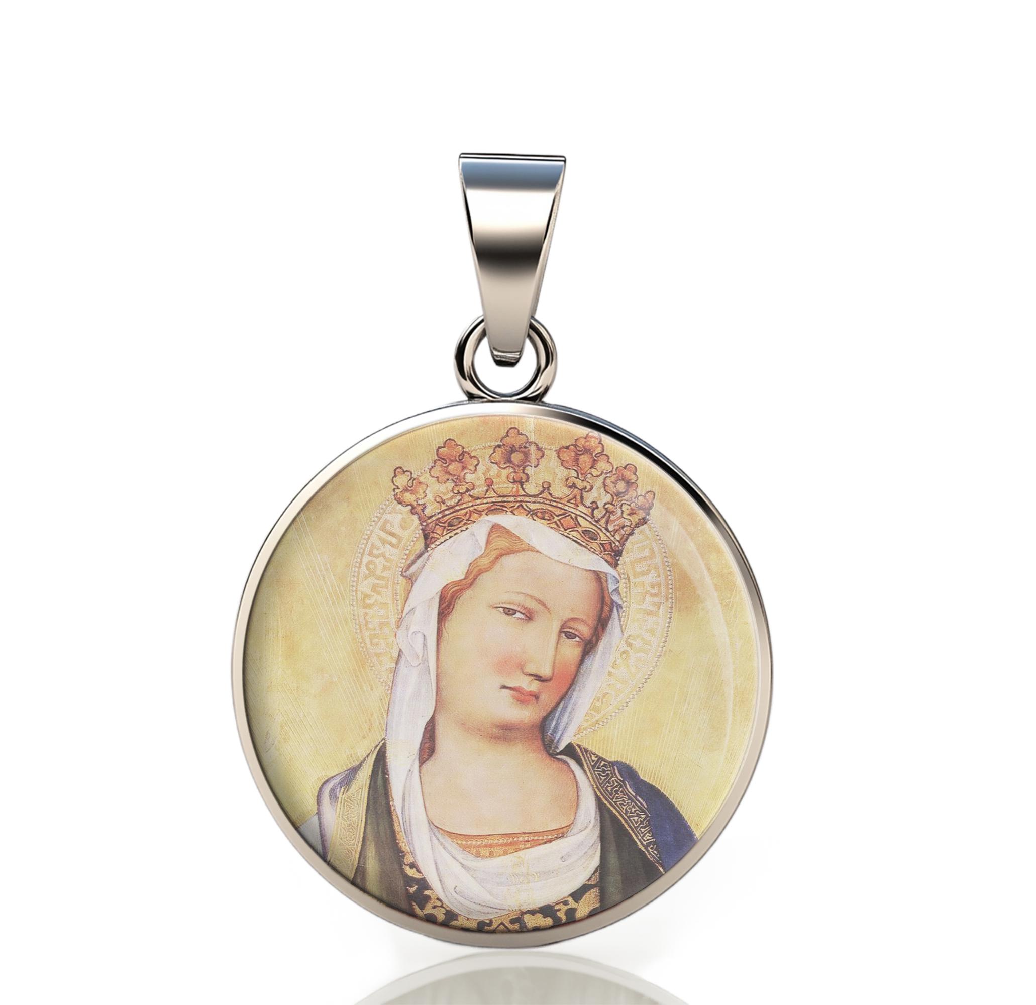 Our Lady Virgin Mary Pendant: 925 Sterling Silver Religious Medal