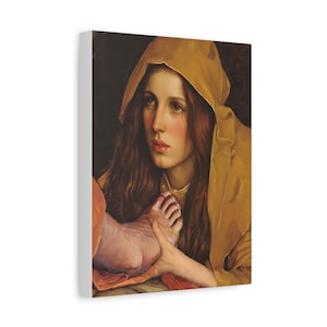 St. Mary Magdalene Anointing Jesus Feet Catholic Canvas Wall Art, Christian Decor