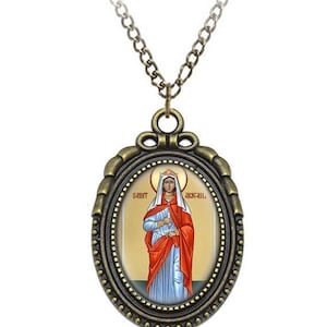 St Abigail Orthodox Necklace Bronze Medal w Chain Oval Catholic Pendant Female Saint