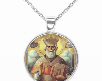 St. Nicholas of Bari Christian Medal Pendant Religious Necklace