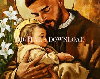 Pintura de San Antonio de Padua con el Niño Jesús (DESCARGA DIGITAL)