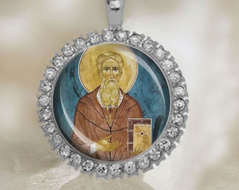 St Cuthbert Medal Catholic Patron Religious Silver Pendant Handmade