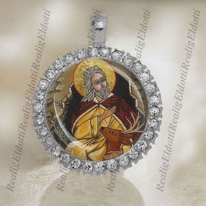 St Giles Christian Patron Catholic Silver Tone Medal Pendant