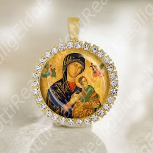 Our Lady of Perpetual Help Virgin Mary Medal Christian Catholic Gold ToneJewelry
