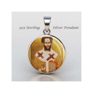 Icona ortodossa di San Lazzaro Medaglia religiosa devozionale in argento sterling 925, patrono cristiano