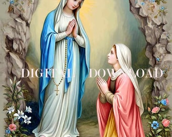 Notre-Dame de Lourdes | TÉLÉCHARGEMENT NUMÉRIQUE de la peinture de l'Apparition à Sainte Bernadette