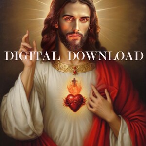 Jesus Sacred Heart Religious Catholic Print Art DIGITAL DOWNLOAD