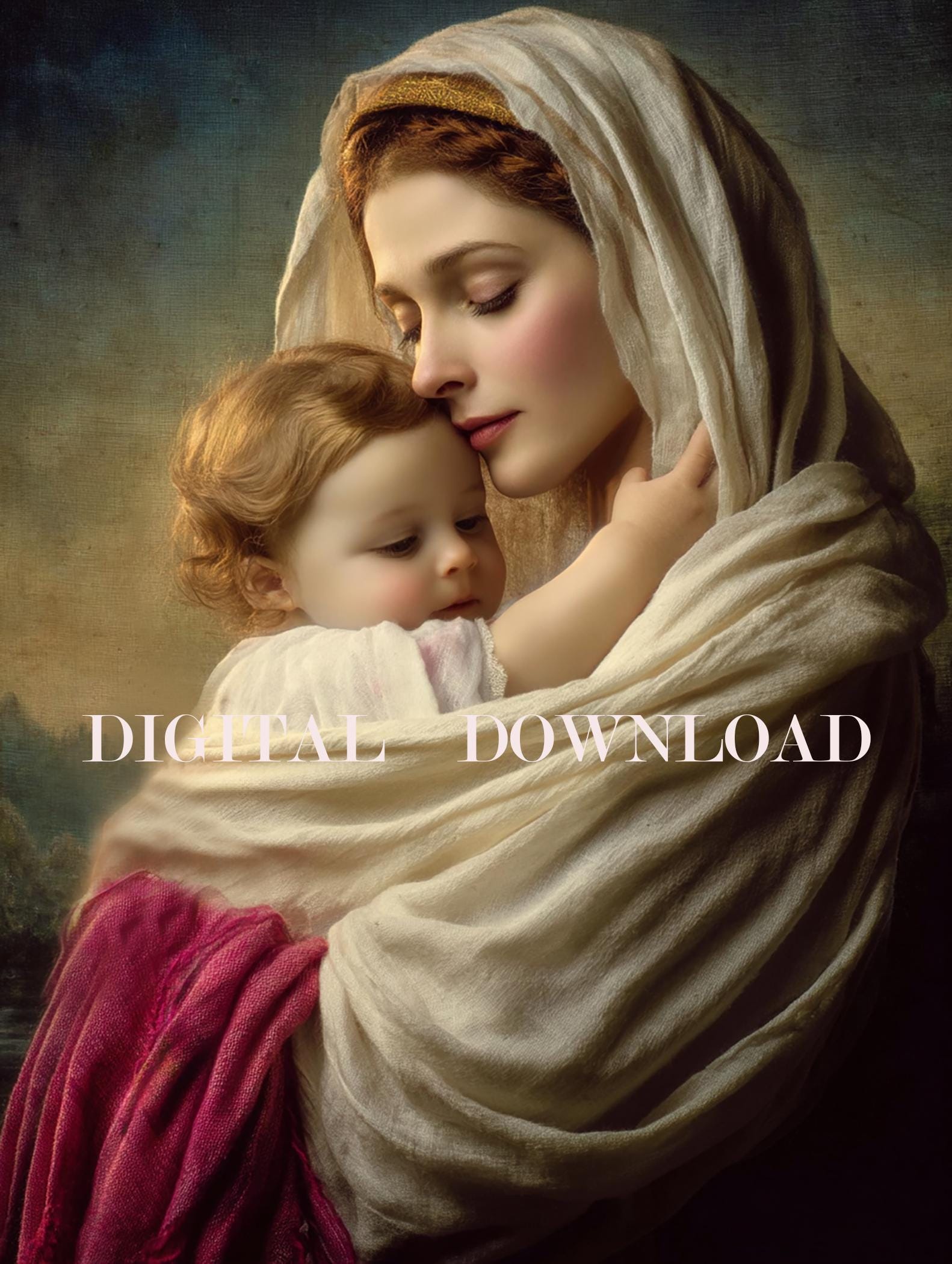 Blessed Mother Mary and Baby Jesus Digital Art Print Christian - Etsy