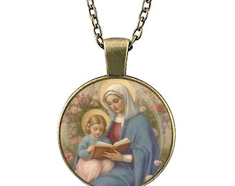 St Anne Catholic Necklace Saint Ann Patron Pendant Medal