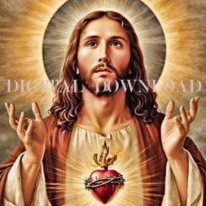 Jesus Sacred Heart Print: Catholic Art, Faith Decor (Digital Download)