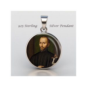 Médaille chrétienne ronde en argent sterling 925 pour dévotion religieuse Saint Antonio Maria Zaccaria