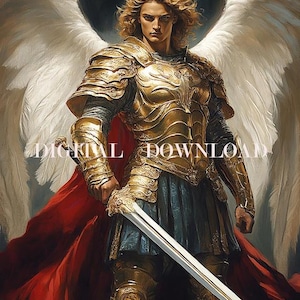 Catholic Print - Saint Michael the Archangel Religious Artwork, Art Print, Digital Download, Spiritual Decor for Home & Office