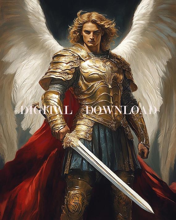 聖ミカエル大天使のプリント：カトリックの室内装飾（デジタル