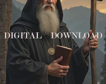 Sint-Benedictus van Nursia schilderij digitale DOWNLOAD