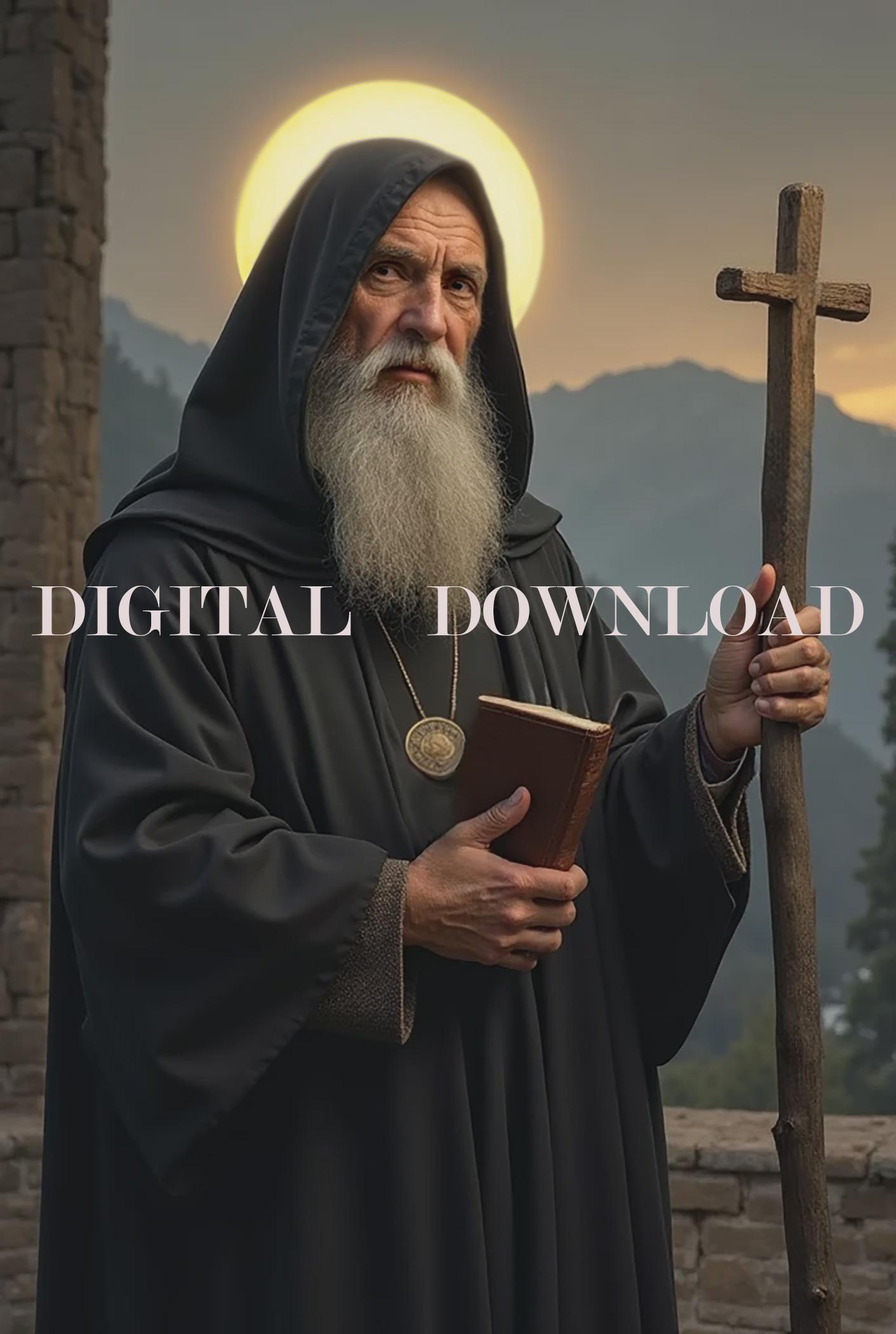 St. Benedict of Nursia DIGITAL DOWNLOAD Religious Catholic Art Print - Etsy