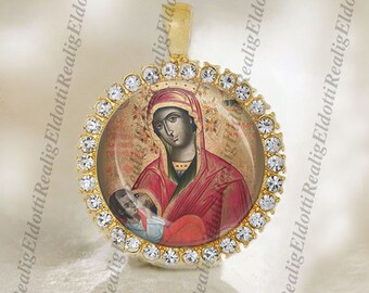 Madonna Lactans / Nursing Black Madonna Orthodox Gold Tone Medal Religious