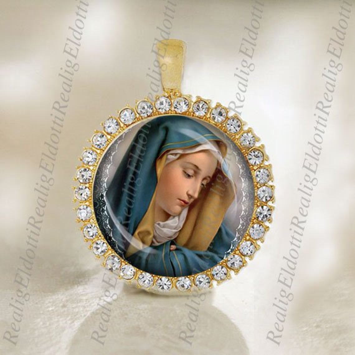 Virgin Mary Our Lady of Sorrows Medal Religious Catholic Gold Tone ...