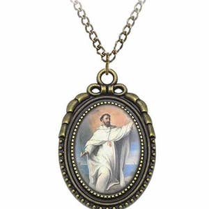St Pedro Armengol Catholic Necklace Bronze Medal w Chain Oval Pendant Saint