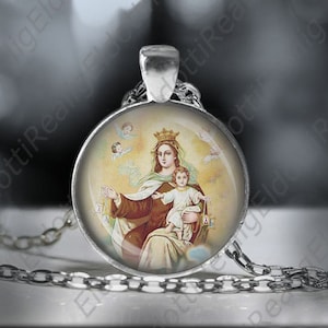 Our Lady of Mount Carmel Catholic Medal. Madonna Religious Pendant Jewelry