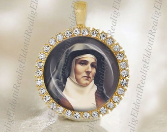 St Edith Stein Teresa Benedicta of the Cross Medal Catholic Gold Tone Jewelry