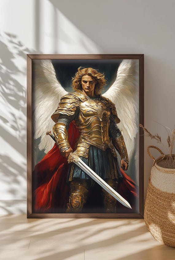 聖ミカエル大天使のプリント：カトリックの室内装飾（デジタル