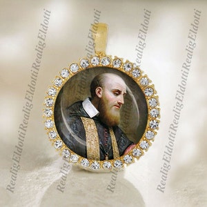 St. Francis de Sales - Catholic Gold Tone Medal Pendant Christian Religious Jewelry