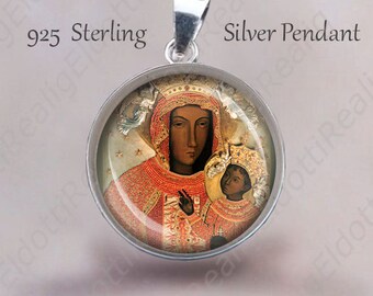 Black Madonna of Czestochowa Medal: Sterling Silver Virgin Mary Pendant (20mm)