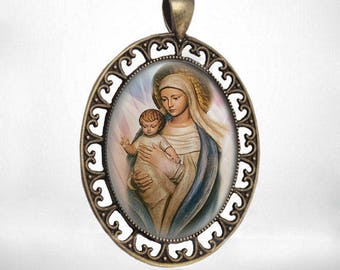 Virgin Mary Our Lady of Snows -  Religious Catholic Medal Pendant Jewelry