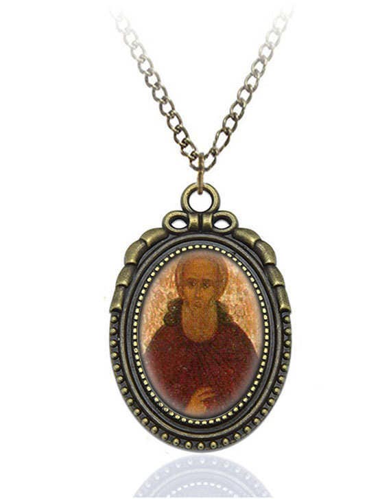 St Abraham of Rostov Monk Orthodox Necklace Bronze Medal W Chain