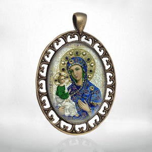 Heilige Jungfrau Maria Heilige Mutter Medaille Bronze Ton christlich-orthohodoxe Ikone