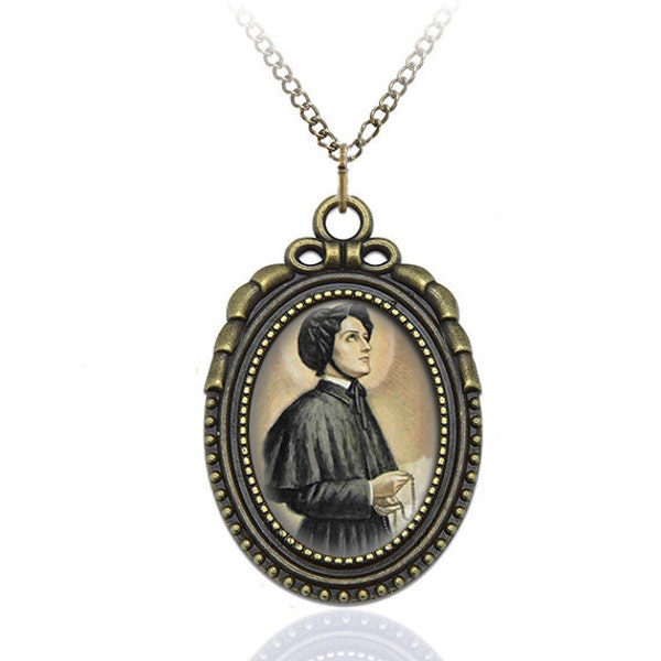 St. Elizabeth Ann Seton ketting katholieke religieuze sieraden medaille hanger messing ovale charme stijl