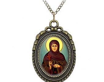 St Eugenia Christian Roman Martyr Necklace Bronze Catholic Medal