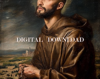 St. Francis of Assisi Oil Style Painting Art DIGITAL DOWNLOAD Catholic Print