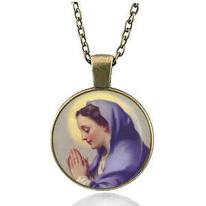 St. Maria Magdalena Catholic Necklace Patron Medal Silvertone Mary Magdalene Pendant Religious Jewelry