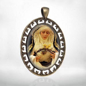 Muttergottes der Schmerzen Jungfrau Maria Medaille katholische Bronzeton Christian Schmuck NEU