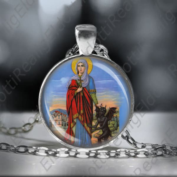 St. Margaret of Antioch Catholic Necklace Christian Medal Pendant Patron Saint Religious Jewelry