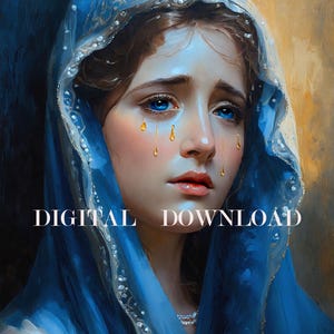 Onze-Lieve-Vrouw van Smarten Gouden Tranen DIGITALE DOWNLOAD Religieuze kunst Print Christian