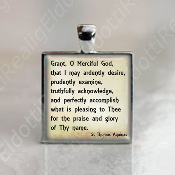 Grant, o merciful God Prayer of St. Thomas Aquinas - Catholic Medal Square Pendant 25mm