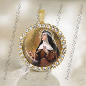 St Colette - Patron Saint Catholic Gold Tone Medal Pendant Charm Religious Jewelry