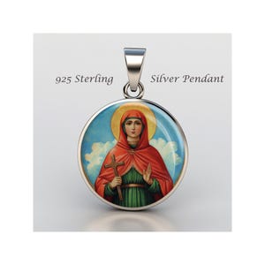 Saint Claudia Religious Devotional sterling silver 925 Christian Medal Patron Pendant