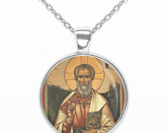 St. Kevin Necklace Christian Medal Pendant Patron Saint Religious Jewelry
