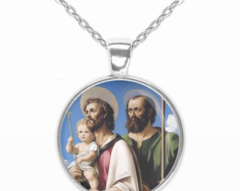 St. Christopher with St Peter Catholic Necklace. Patron Saint of Travelers Children