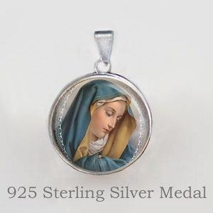 Nuestra Señora de los Dolores Virgen María - Colgante/dije de medalla religiosa cristiana cristiana Joyería religiosa Medalla de plata de ley 925