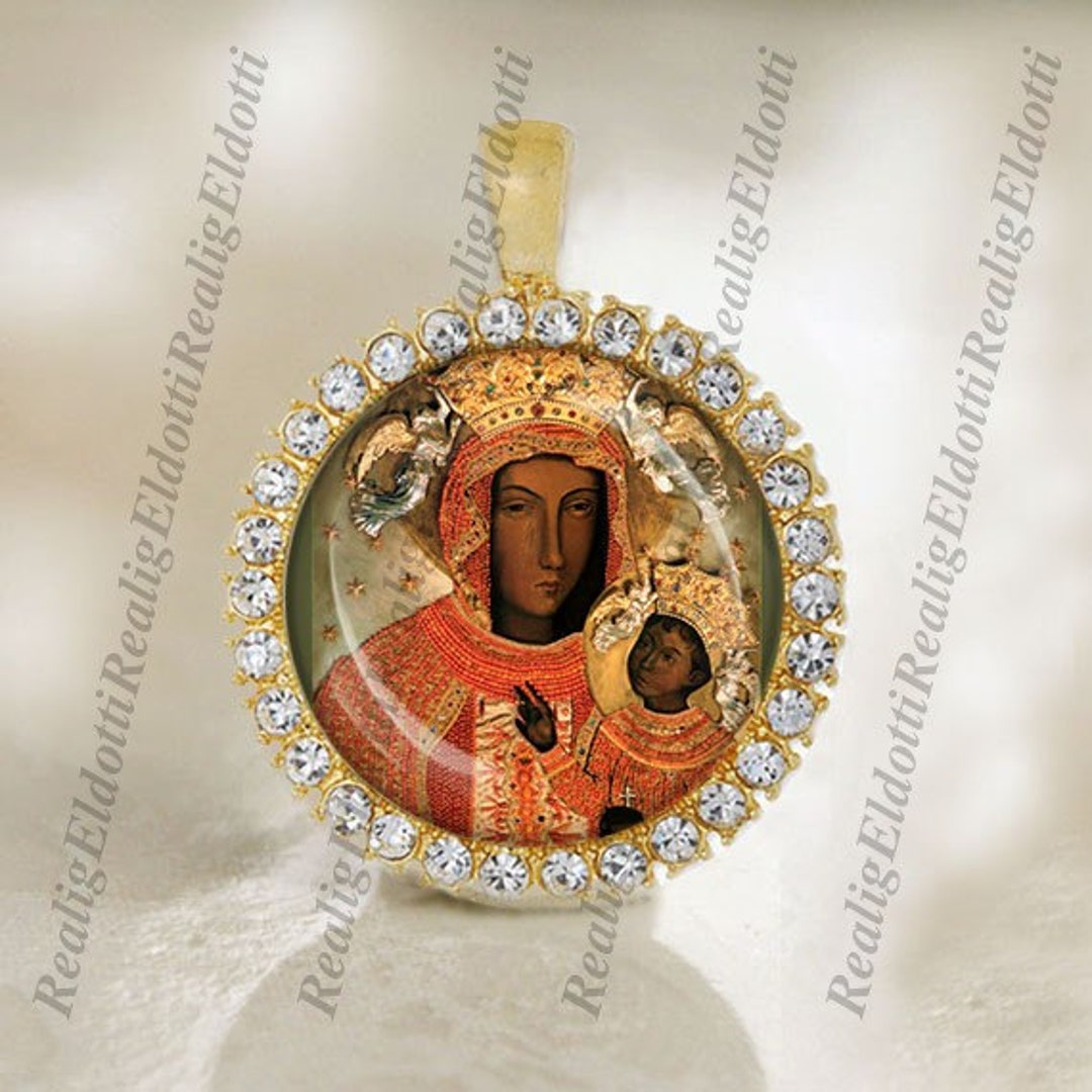 Our Lady of Czestochowa Christian Catholic Gold Tone Medal Pendant ...