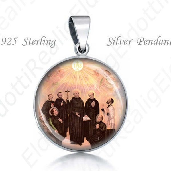 St Isaac Jogues, John De Brebeuf and Companions Catholic 925 Silver Medal Round Pendant 20mm Jewelry for Necklace