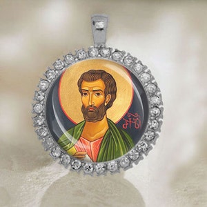 St. Bartholomew Catholic Medal. Religious Silver Tone Pendant. Christian Medal